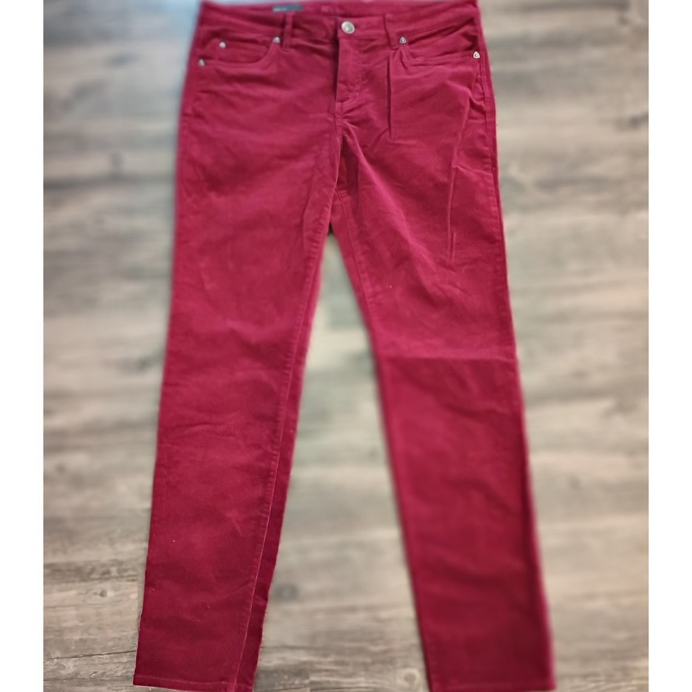Kut from the Kloth Diana Skinny Corduroy Pants Burgundy Red Womens Size 12‎